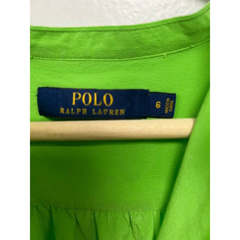 Polo Ralph Lauren Women Silk Blouse Y2K boho top light Green Size 6 A000699 - Picture 6 of 10